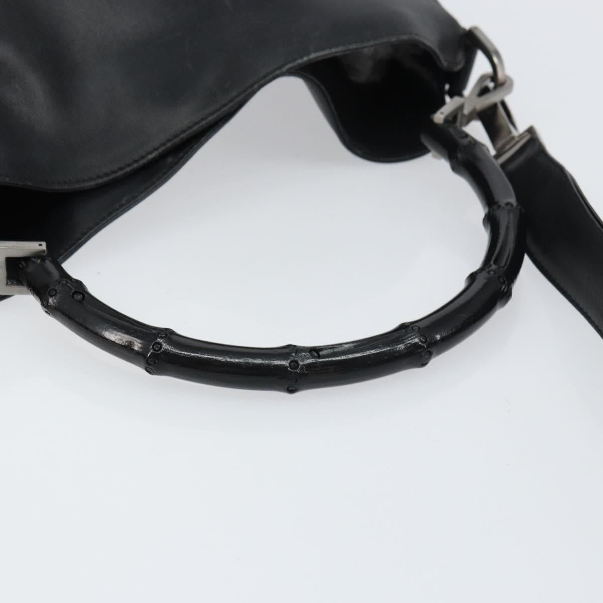 Gucci Vintage Bamboo Shoulder Bag Leather, BLACK, LEATHER, Shoulder bag