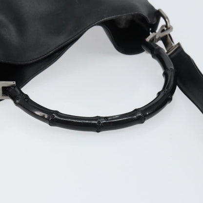 Gucci Vintage Bamboo Shoulder Bag Leather, BLACK, LEATHER, Shoulder bag