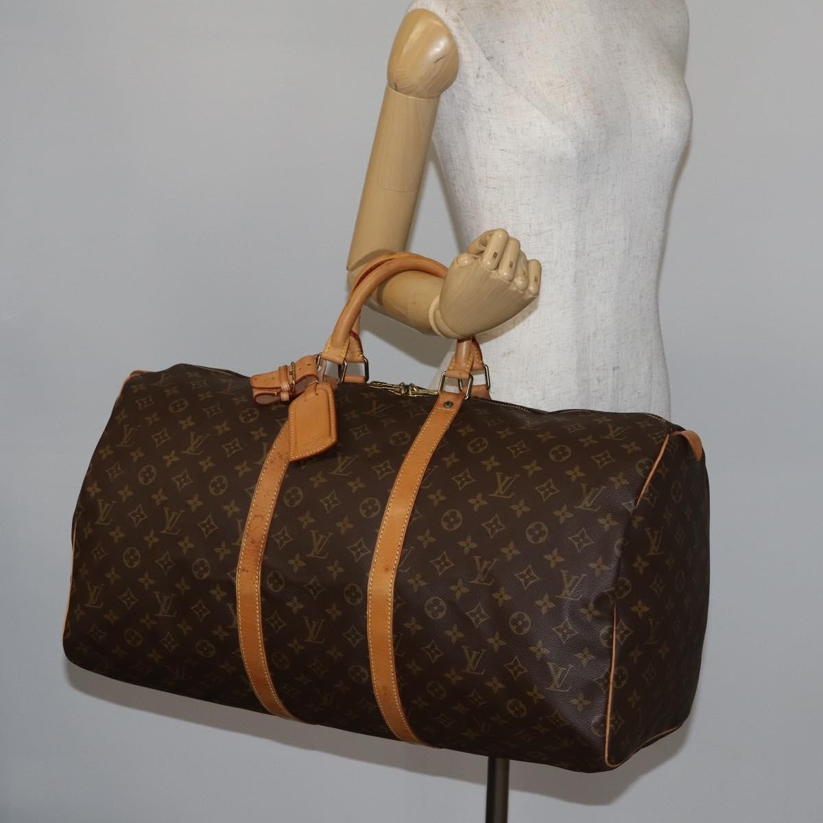 Louis Vuitton Keepall Bag Monogram Canvas, BROWN, CANVAS, Travel bag