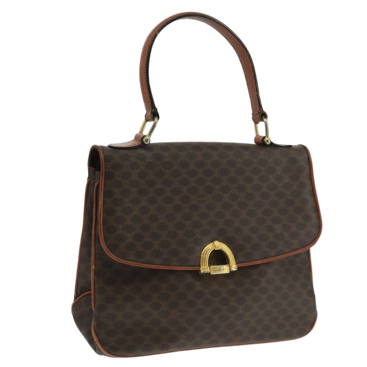 Celine Vintage Macadam Handbag Canvas, BROWN, CANVAS, Handbag