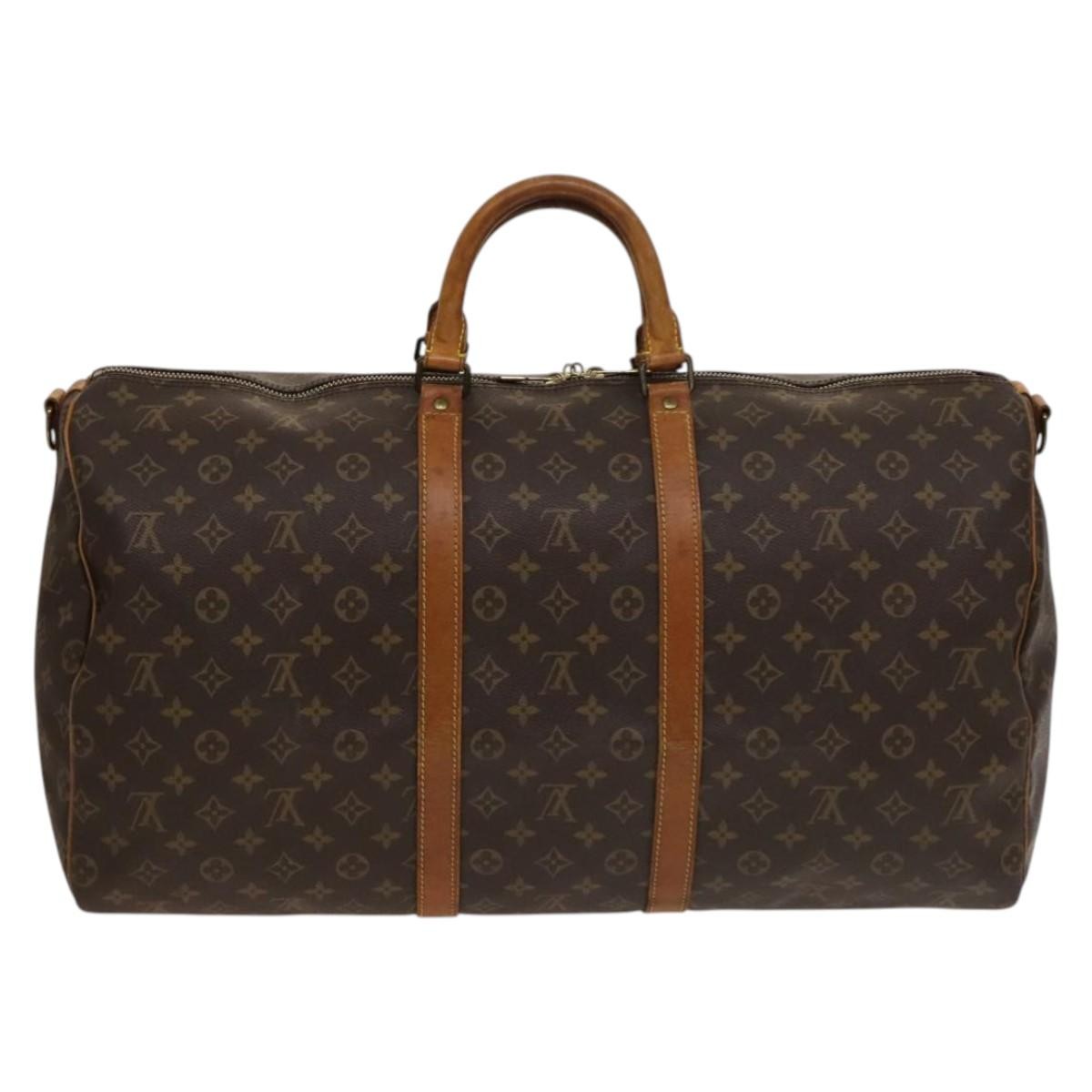 Louis Vuitton Keepall Bandouliere Bag Monogram Canvas, BROWN, CANVAS, Travel bag