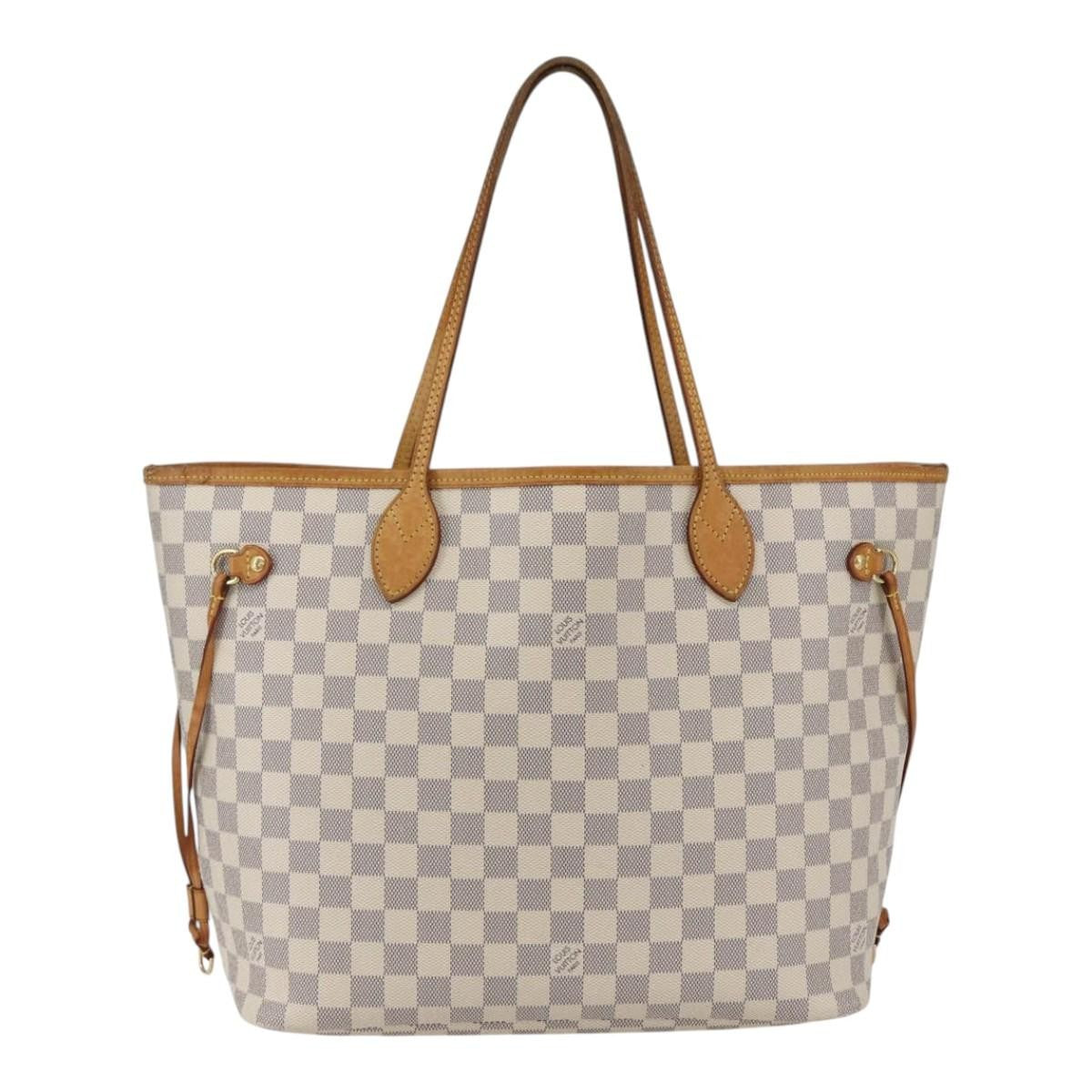 Louis Vuitton Neverfull Tote Damier azur, WHITE, CANVAS, Tote bag