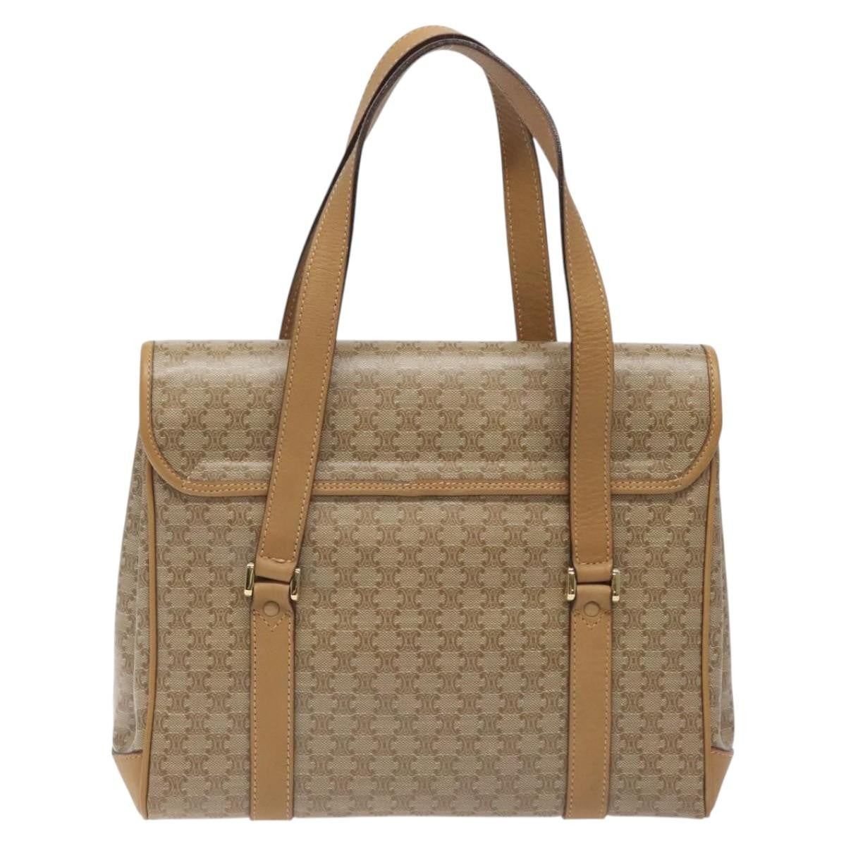 Celine Vintage Macadam Handbag Canvas, BEIGE, CANVAS, Handbag