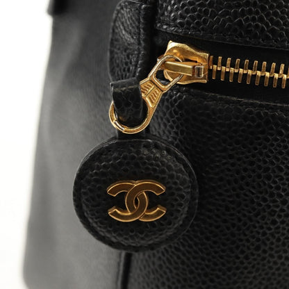 Chanel Vintage Timeless Cosmetic Case Caviar, BLACK, LEATHER, Clutche & pouche