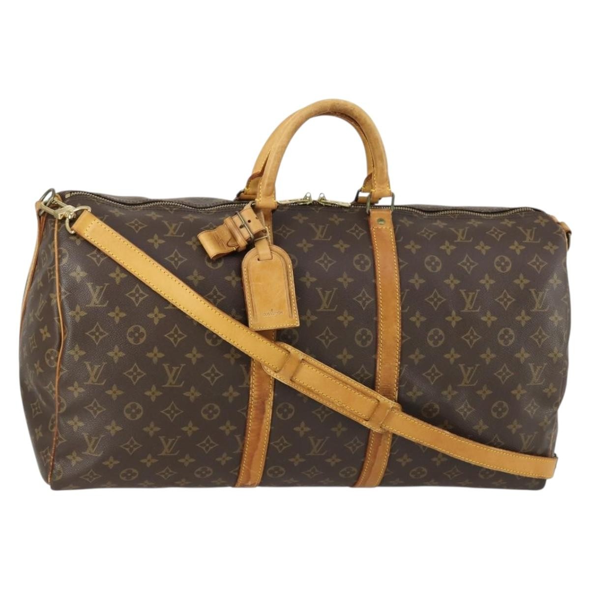 Louis Vuitton Keepall Bandouliere Bag Monogram Canvas, BROWN, CANVAS, Travel bag