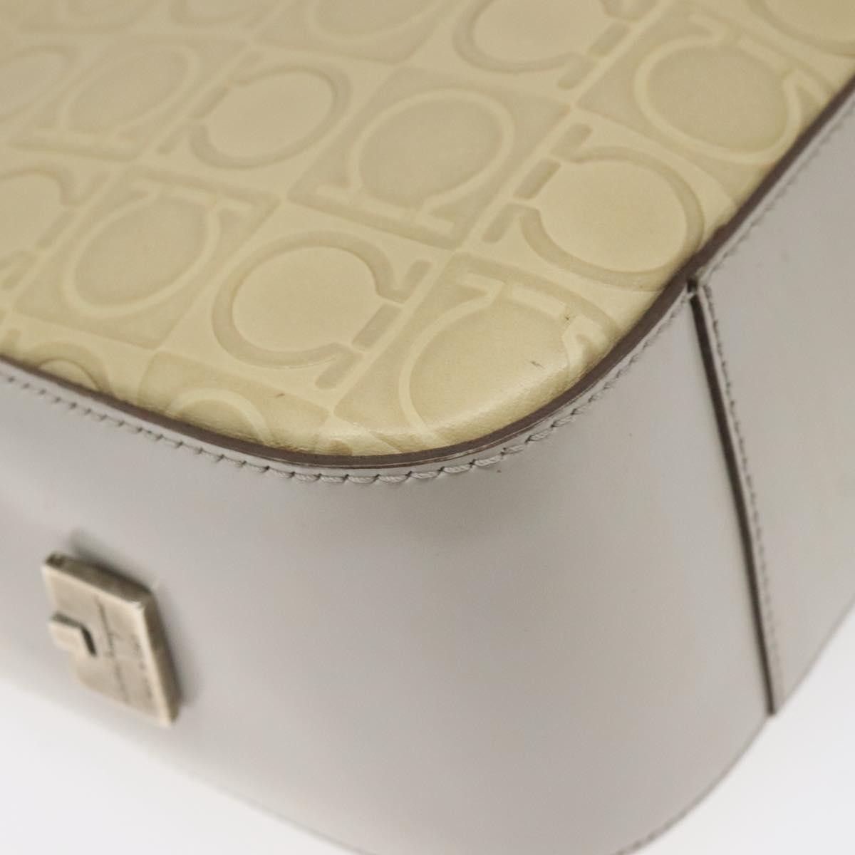 Salvatore Ferragamo Gancini Shoulder Bag Leather, BEIGE, LEATHER, Shoulder bag