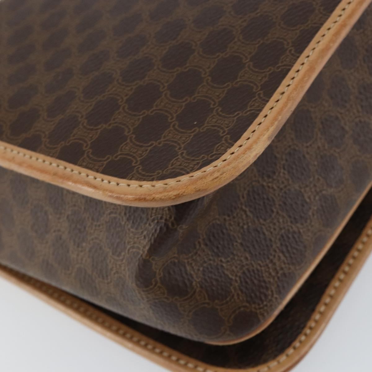 Celine Vintage Macadam Shoulder Bag Canvas and Leather, BROWN, CANVAS, Shoulder bag