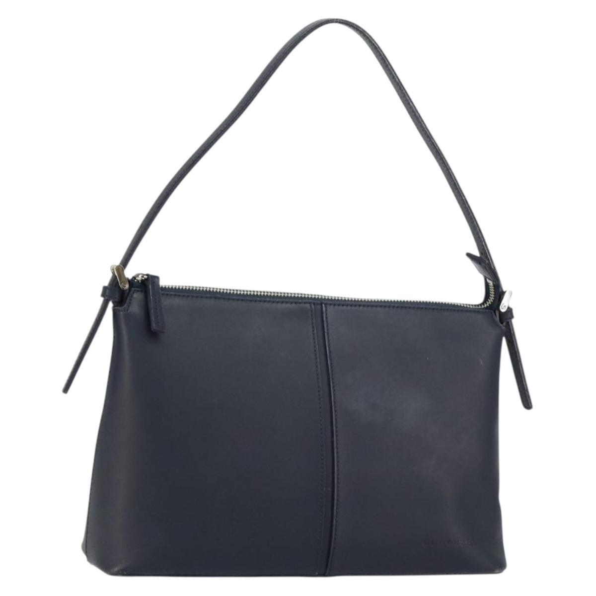 Burberry Vintage Shoulder Bag Leather, NAVY, LEATHER, Shoulder bag