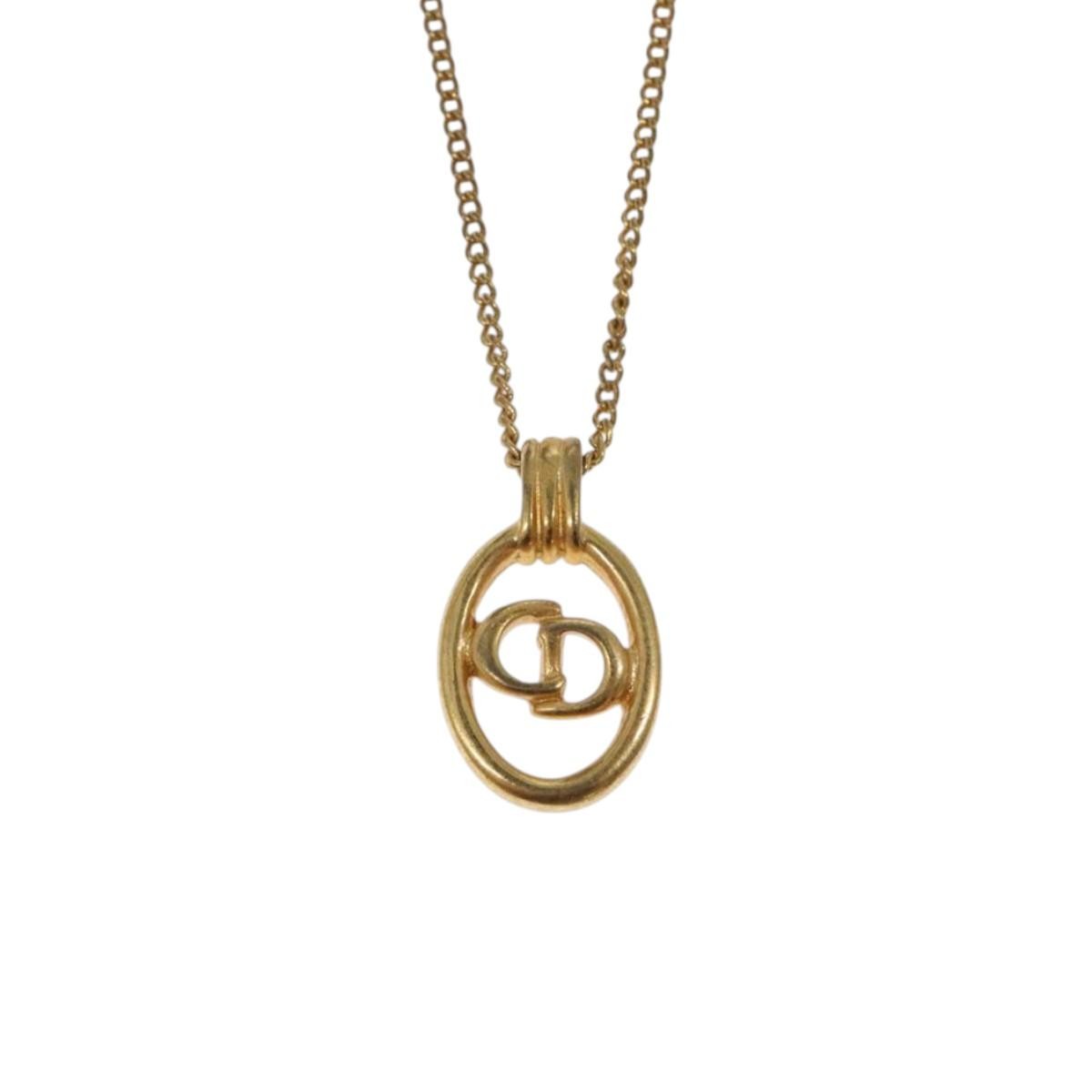 Christian Dior CD Round Pendant Necklace Metal, GOLD, METAL, Necklace