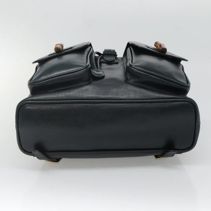 Gucci Vintage Bamboo Backpack Leather, BLACK, LEATHER, Backpack
