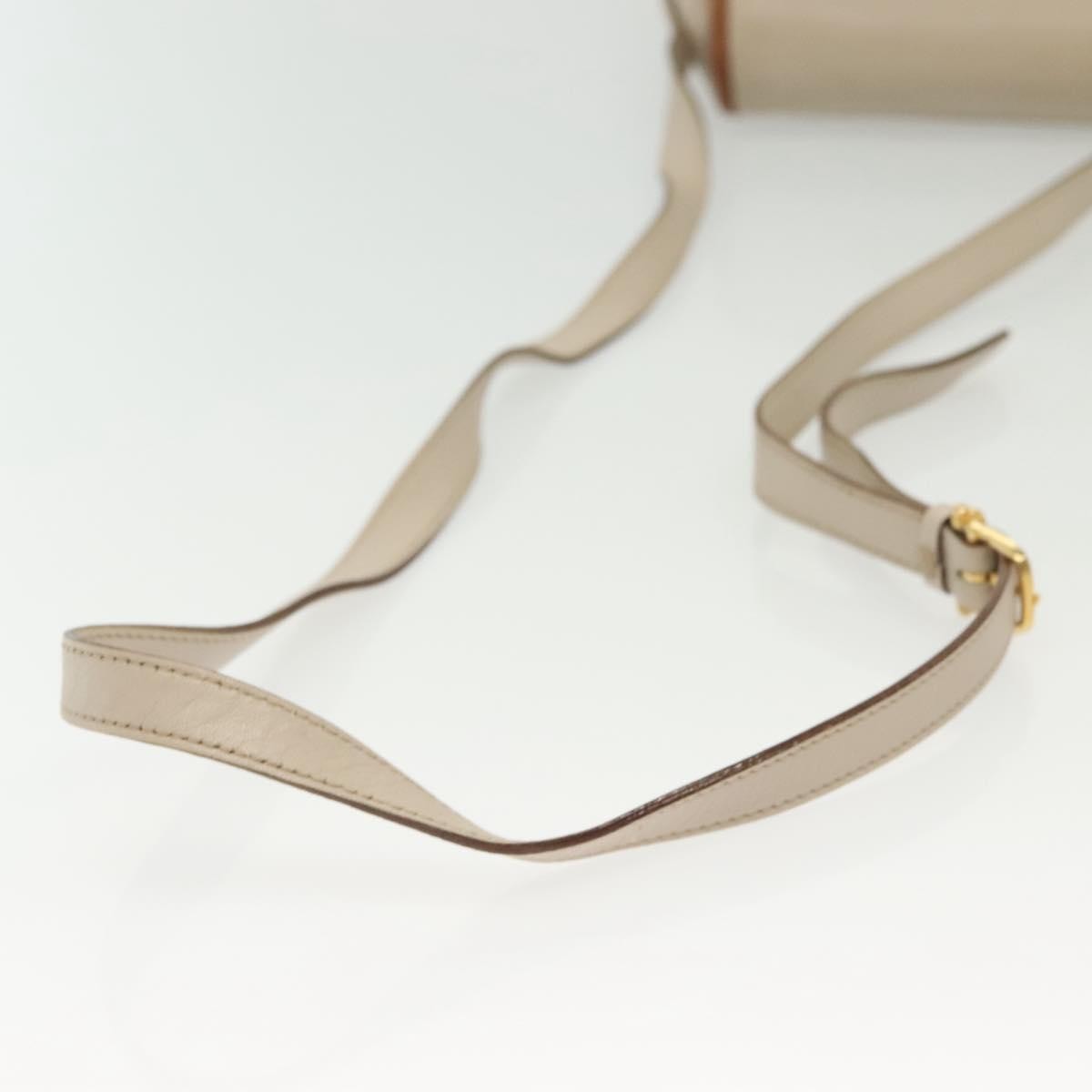 Celine Vintage Triomphe Shoulder Bag Leather, BEIGE, LEATHER, Shoulder bag