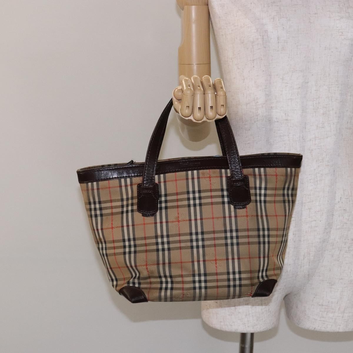 Burberry Nova Check Handbag Nova Check Canvas and leather, BEIGE, CANVAS, Handbag
