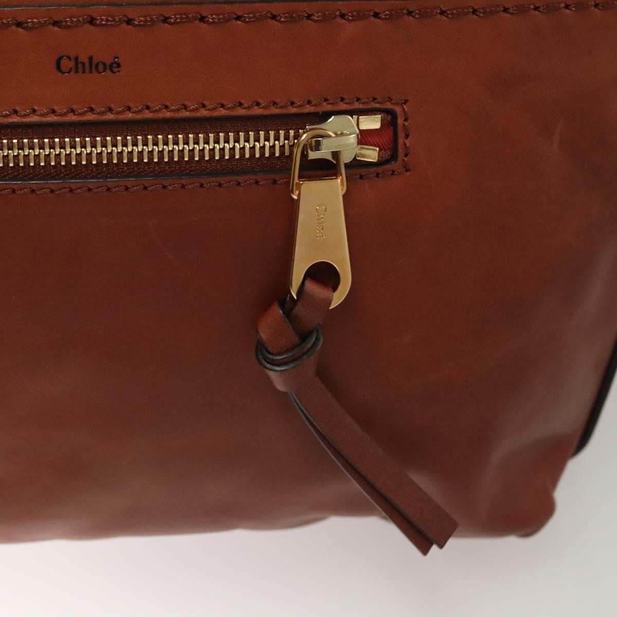 Chloe Angie Tote Leather, BROWN, LEATHER, Tote bag