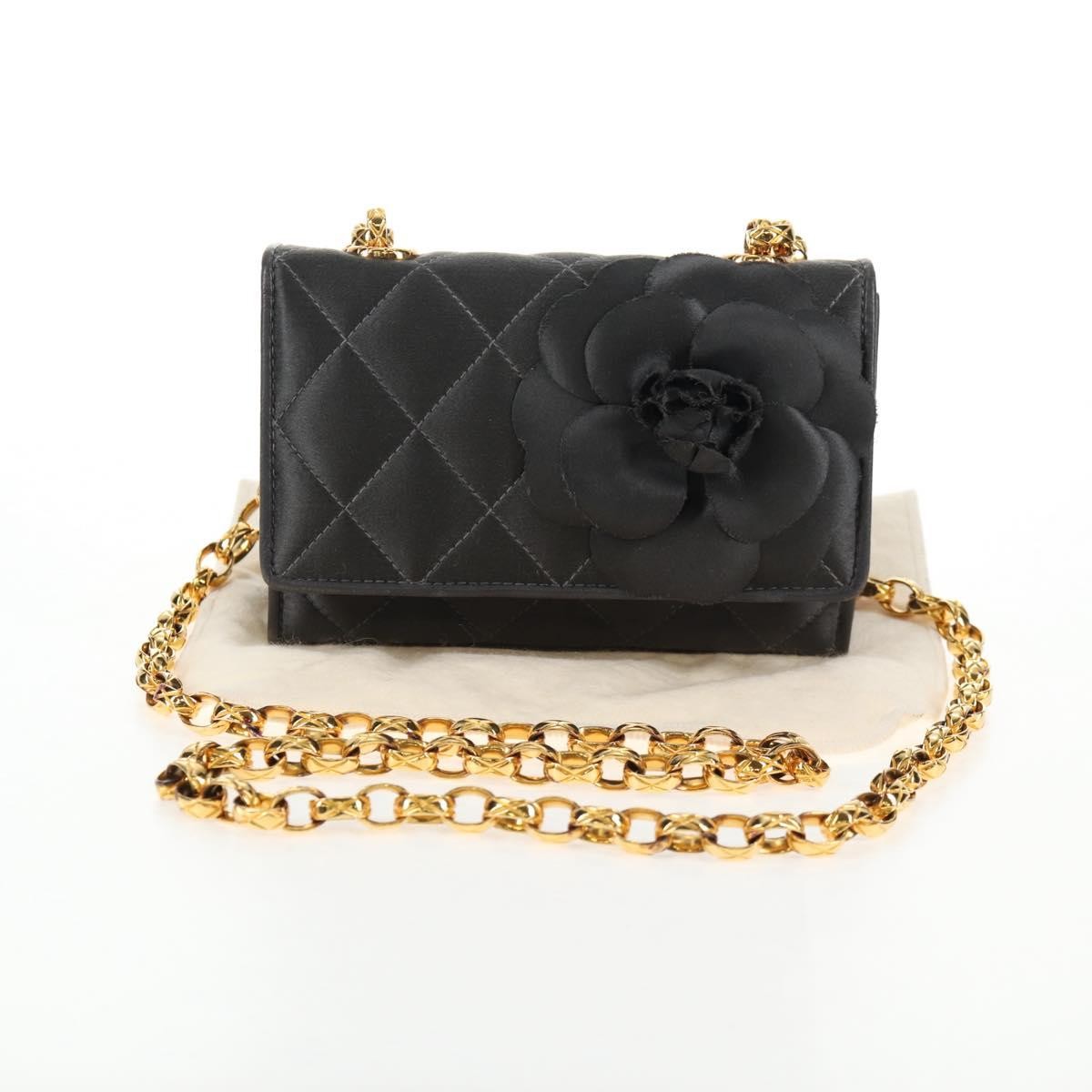 Chanel Vintage Camellia Flap Bag Satin, GRAY, SATIN, Clutche & pouche