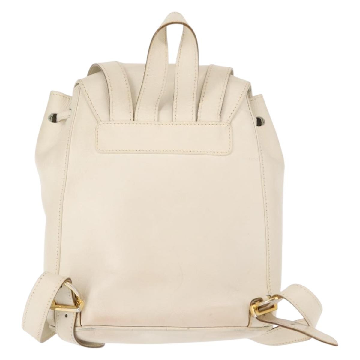 Salvatore Ferragamo Gancini Flap Drawstring Backpack Leather, WHITE, LEATHER, Backpack