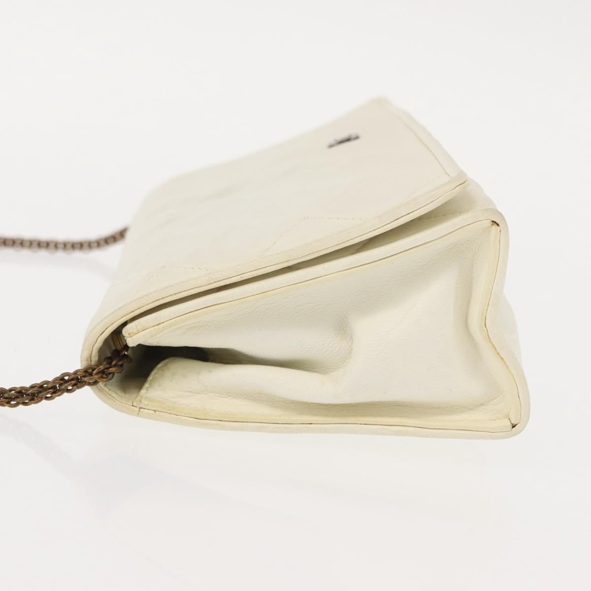 Chanel Full Flap Wallet on Chain Quilted Lambskin, WHITE, LEATHER, Clutche & pouche