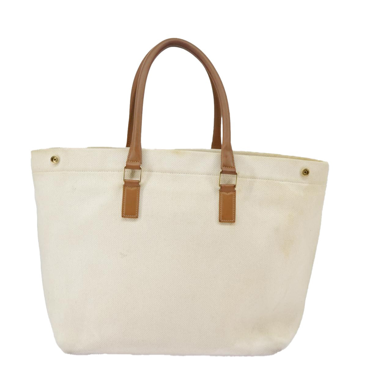 Celine Horizontal Cabas Tote Canvas with Leather, WHITE, CANVAS, Tote bag