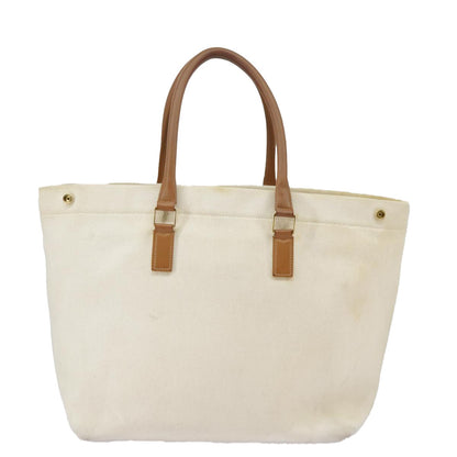 Celine Horizontal Cabas Tote Canvas with Leather, WHITE, CANVAS, Tote bag