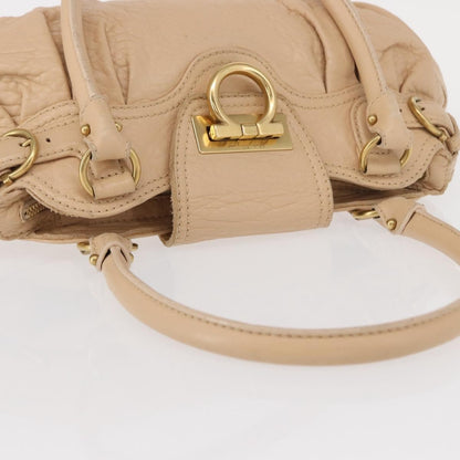 Salvatore Ferragamo Gancini handbag Leather, BEIGE, LEATHER, Handbag