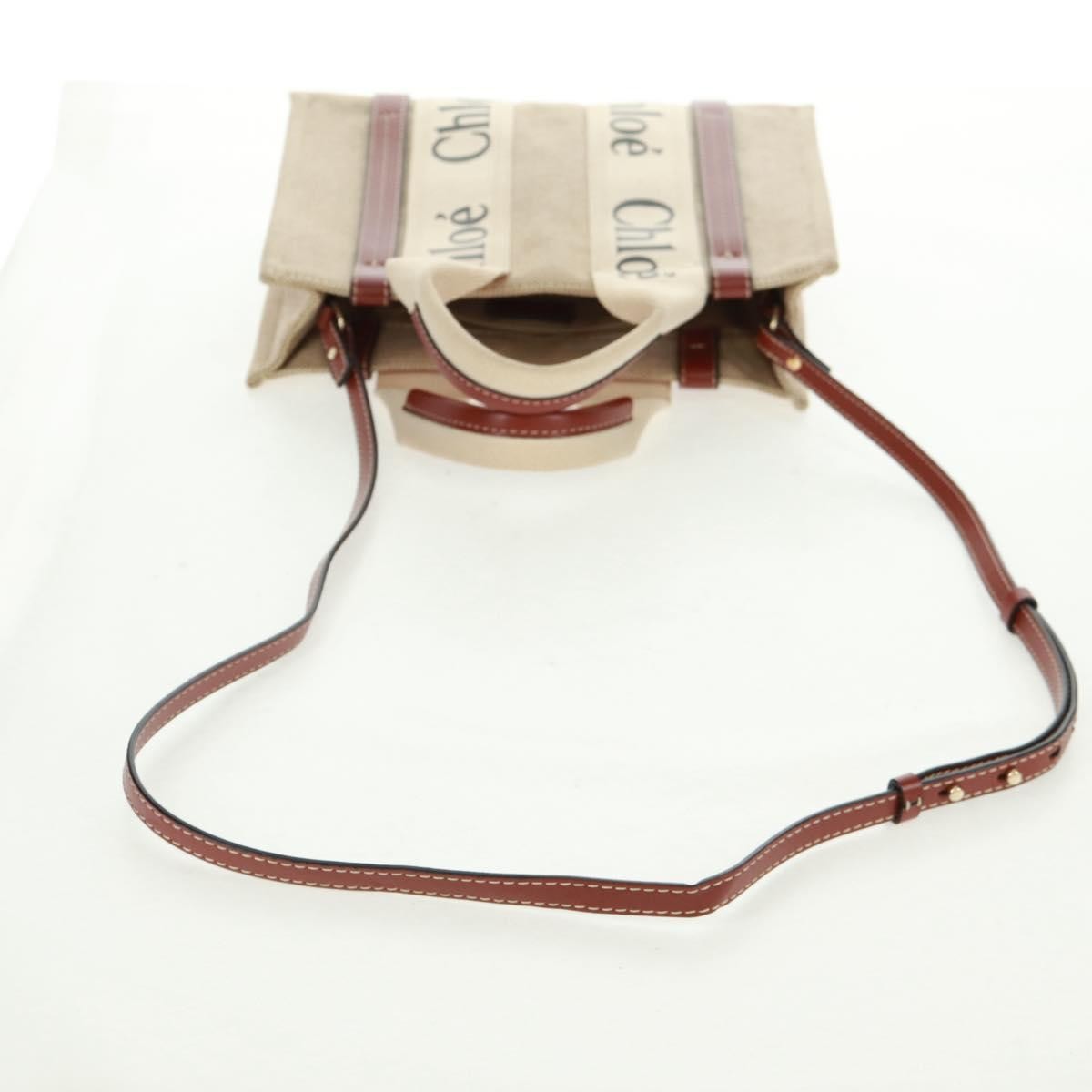 Chloe Woody Convertible Tote Canvas with Leather, BEIGE, CANVAS, Tote bag