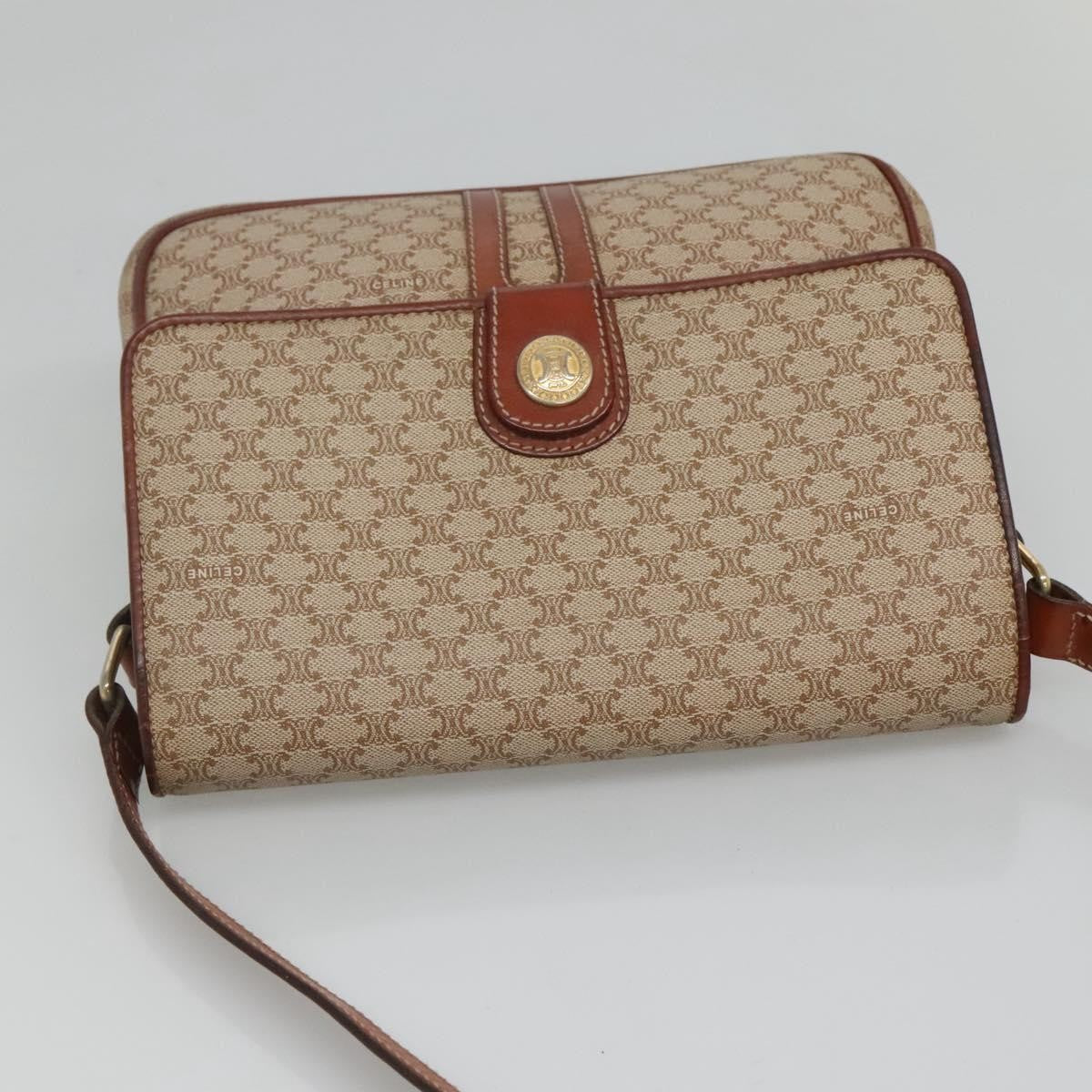 Celine Macadam Shoulder Bag PVC Leather, BEIGE, CANVAS, Shoulder bag