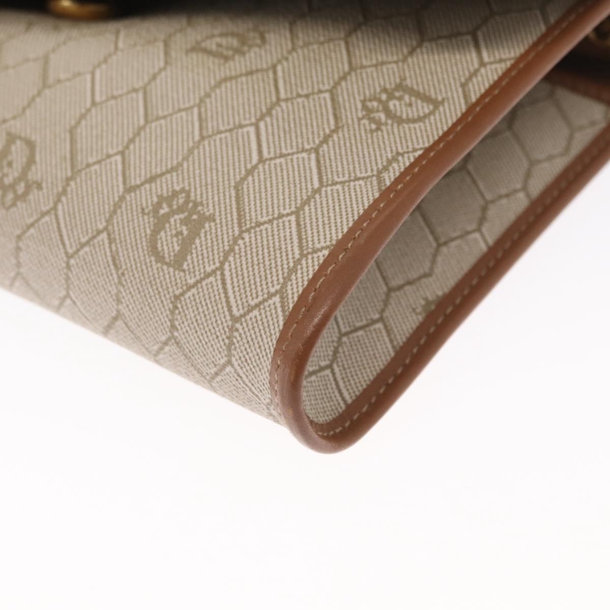 Christian Dior Vintage Honeycomb Flap Crossbody Bag Coated Canvas, BEIGE, CANVAS, Shoulder bag