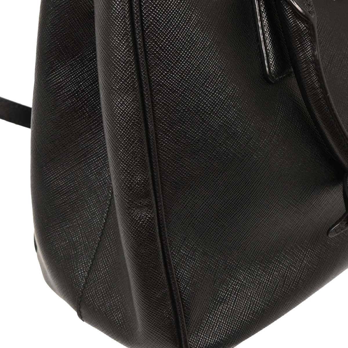 Prada Galleria Double Zip Tote Saffiano Leather, BLACK, LEATHER, Tote bag