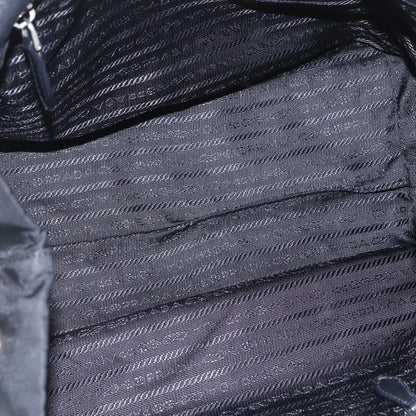 Prada Bow Tote Tessuto with Leather, BLACK, NYLON, Handbag