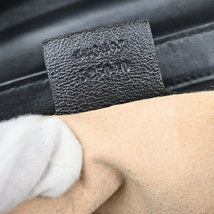 Gucci GG Marmont Flap Bag Diagonal Quilted GG Canvas with Leather, BROWN, CANVAS, Handbag