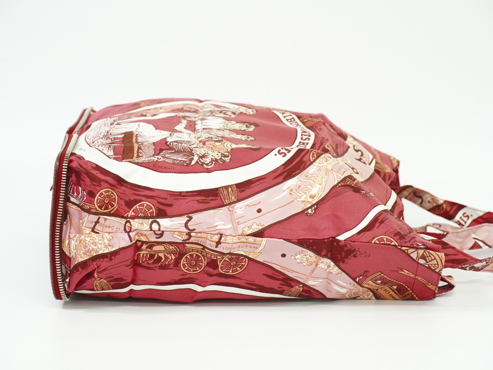 Hermes Silky Pop Tote Printed Silk, BURGUNDY, SILK, Tote bag