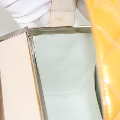 Chanel Vintage Metal Box Bag Quilted Lambskin, YELLOW, PATENT_LEATHER, Handbag