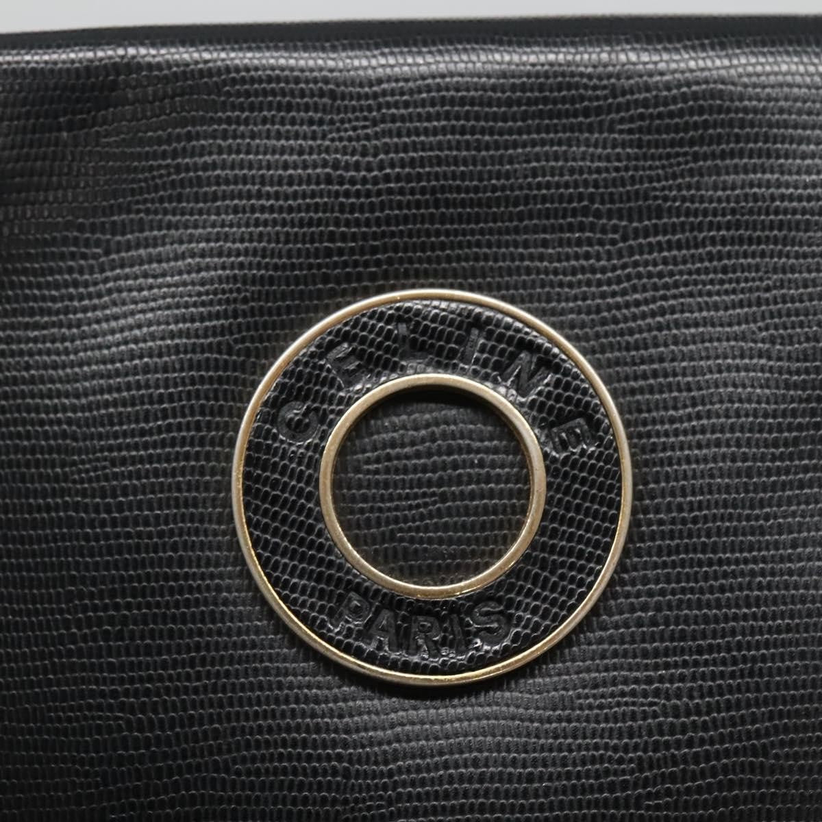 Celine Circle Logo Handbag Leather, BLACK, LEATHER, Handbag