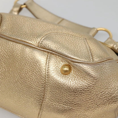 Prada Antic Pushlock Shoulder Bag Leather, GOLD, LEATHER, Shoulder bag
