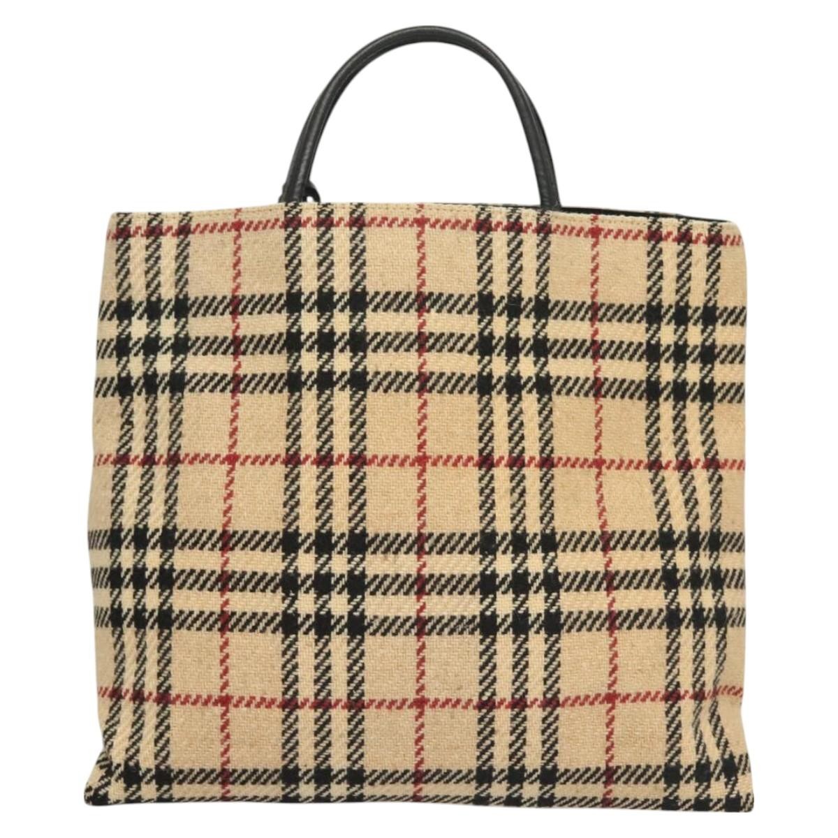 Burberry Nova Check Handbag Wool, BEIGE, WOOL, Handbag