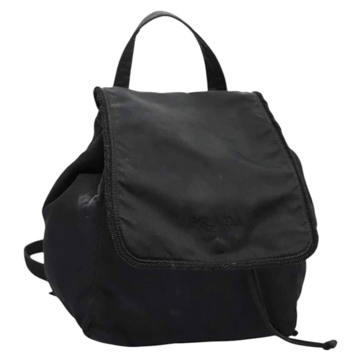 Prada Flap Drawstring Backpack Tessuto, BLACK, NYLON, Backpack