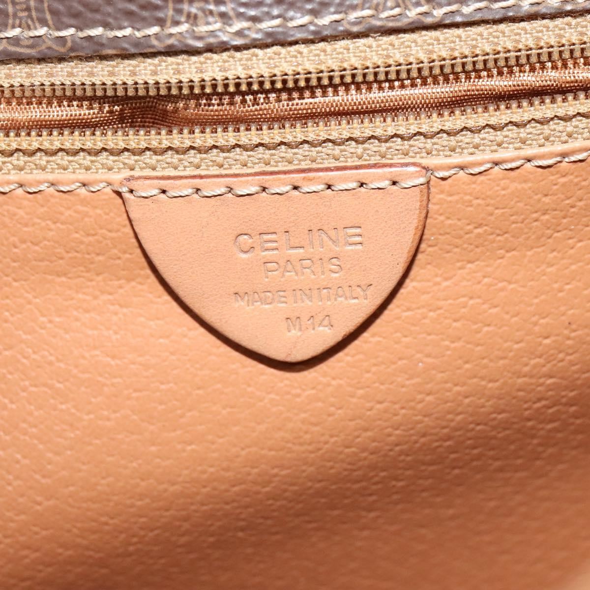 Celine Vintage Macadam Circle Logo Shoulder Bag Canvas and Leather, BROWN, CANVAS, Shoulder bag