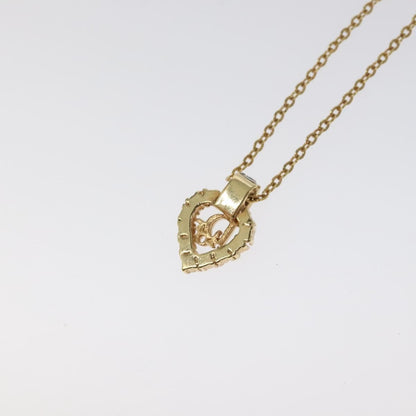 Christian Dior Vintage CD Heart Pendant Necklace Metal with Crystals, GOLD, METAL, Necklace