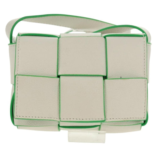 Bottega Veneta Cassette Crossbody Bag Maxi Intrecciato Leather, White, Leather, Shoulder Bag