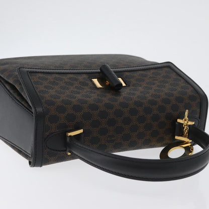 Celine Vintage Convertible Top Handle Bag Macadam Coated Canvas, Black, Canvas, Handbag