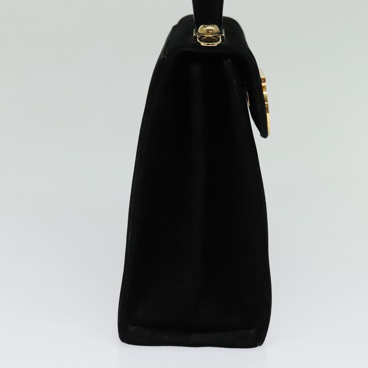 Salvatore Ferragamo Gancini Convertible Top Handle Bag Suede, BLACK, SUEDE, Handbag