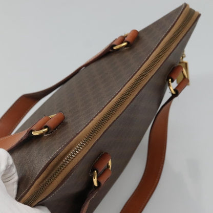 Celine Vintage Macadam Handbag Canvas and Leather, BROWN, CANVAS, Handbag