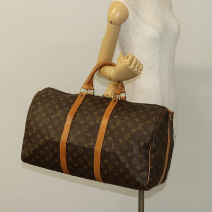 Louis Vuitton Keepall Bandouliere Bag Monogram Canvas, BROWN, CANVAS, Travel bag