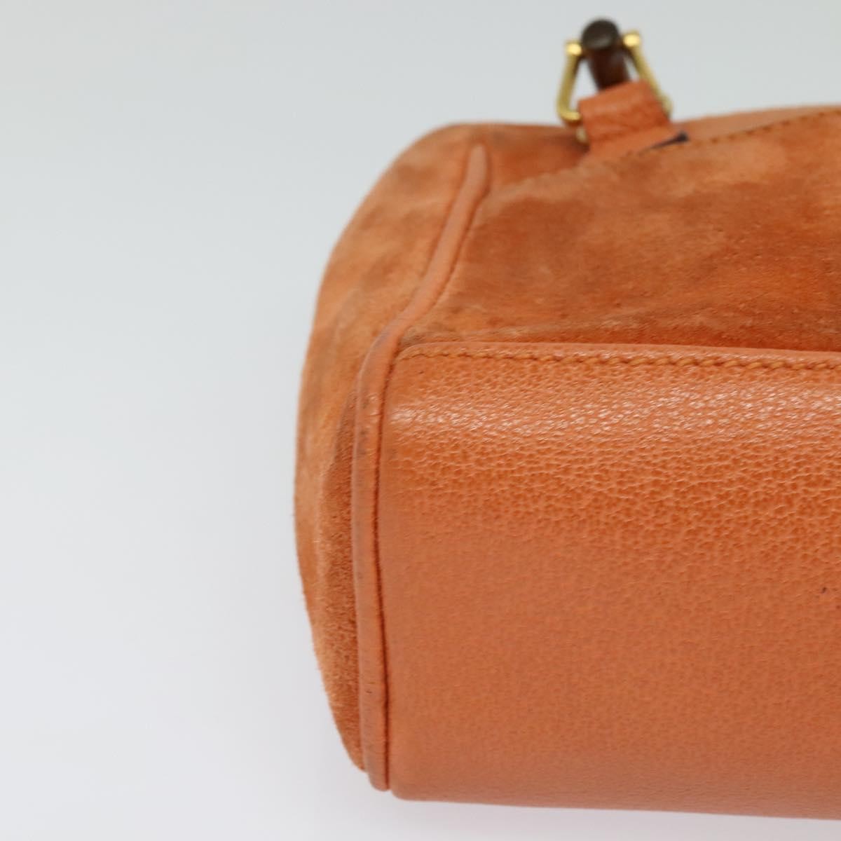 Gucci Vintage Bamboo Front Pocket Tote Suede, ORANGE, SUEDE, Tote bag