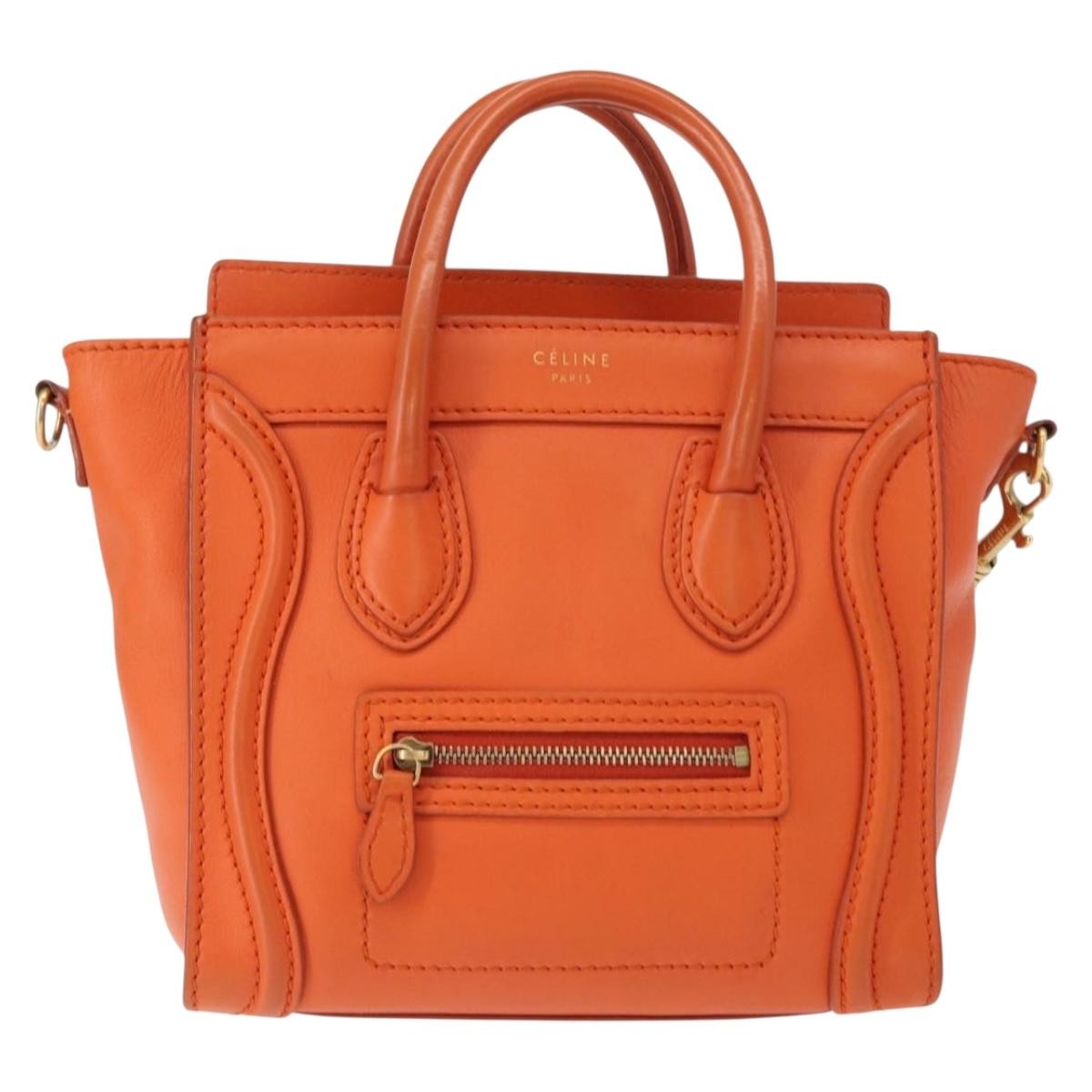 Celine Luggage Bag Smooth Leather, ORANGE, LEATHER, Handbag