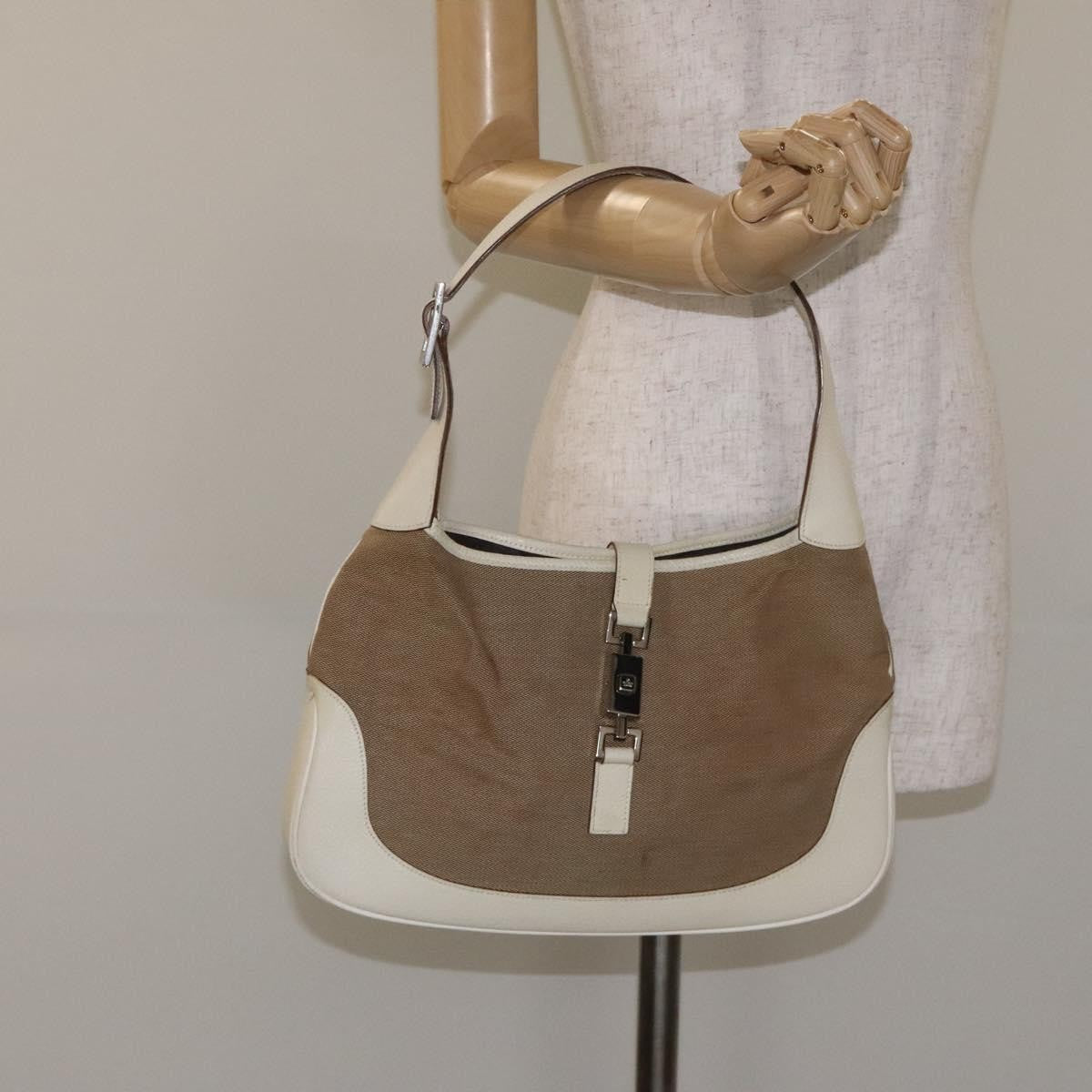 Gucci Vintage Jackie O Hobo Canvas and leather, BEIGE, CANVAS, Shoulder bag