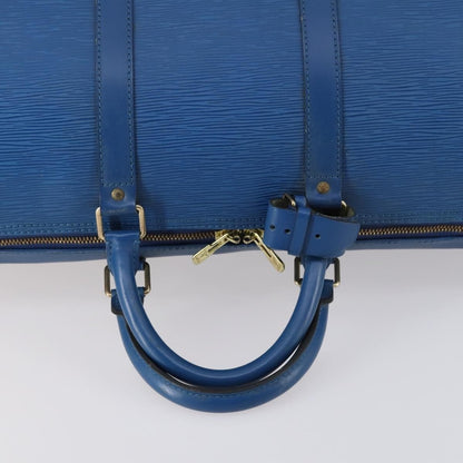 Louis Vuitton Keepall Bag Epi Leather, BLUE, LEATHER, Travel bag