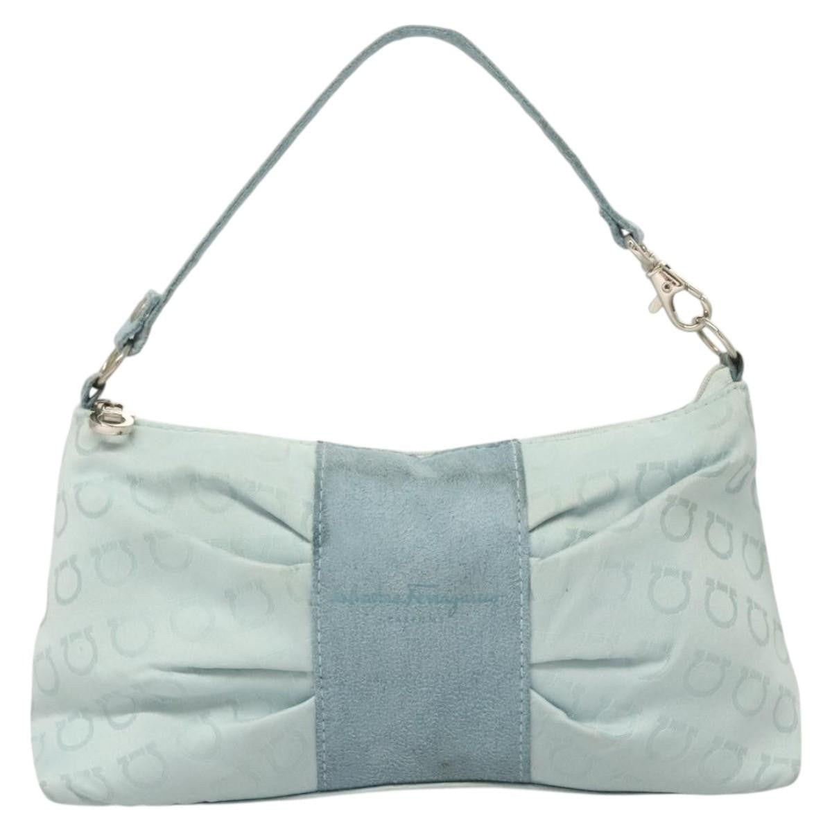 Salvatore Ferragamo Vintage Gancini Pochette Nylon, BLUE, NYLON, Clutche & pouche