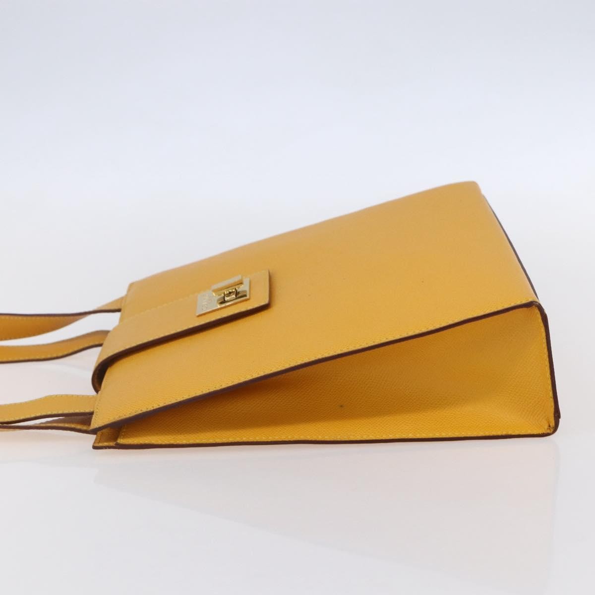Celine Vintage Shoulder Bag Leather, YELLOW, LEATHER, Shoulder bag