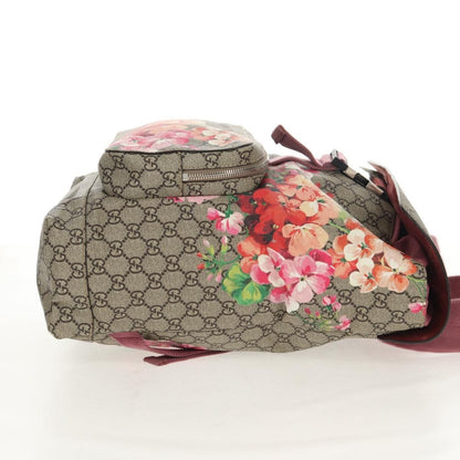 Gucci Buckle Backpack Blooms Print GG Coated Canvas, BEIGE, CANVAS, Backpack