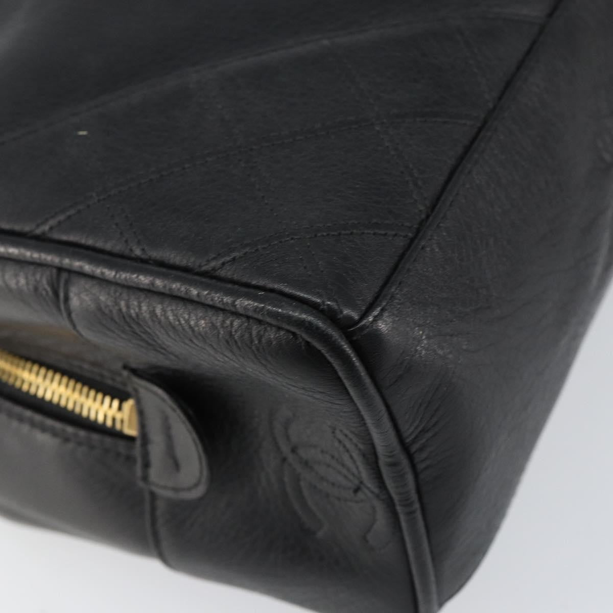 Chanel Vintage Toiletry Pouch Lambskin, BLACK, LEATHER, Clutche & pouche